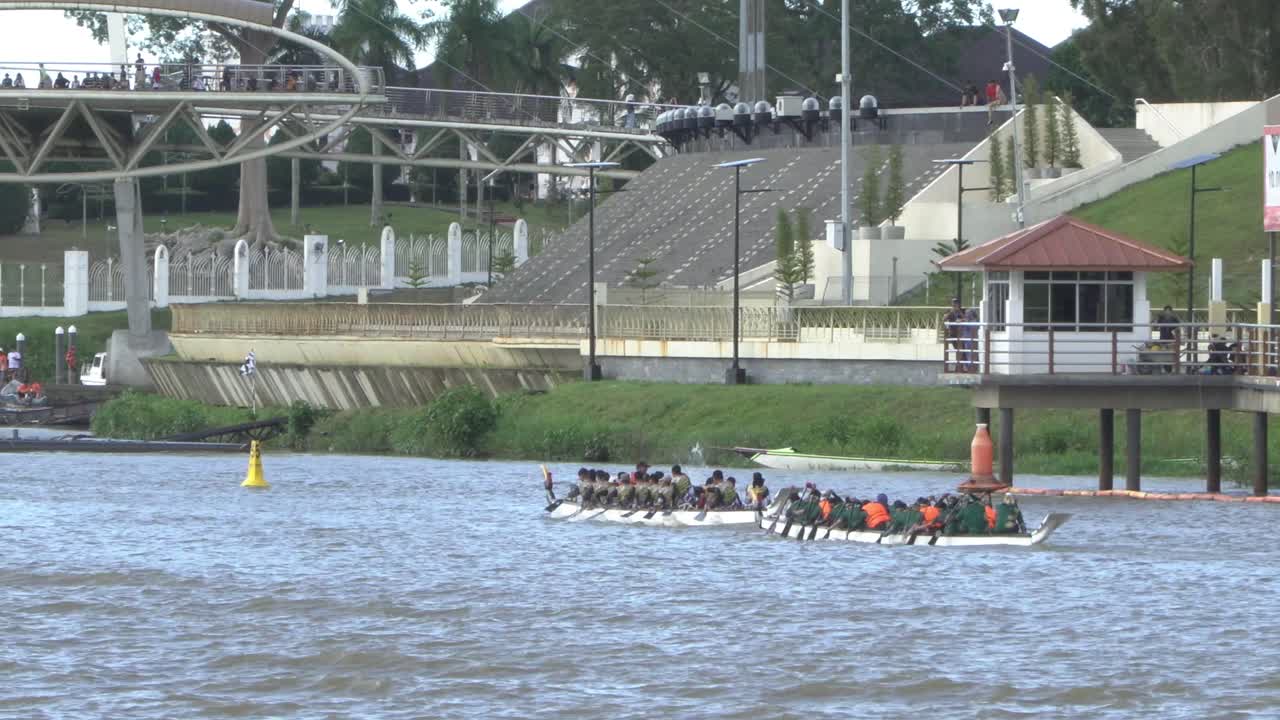 Traditional Long Boat Race Held At Kuching Water Front Every Year