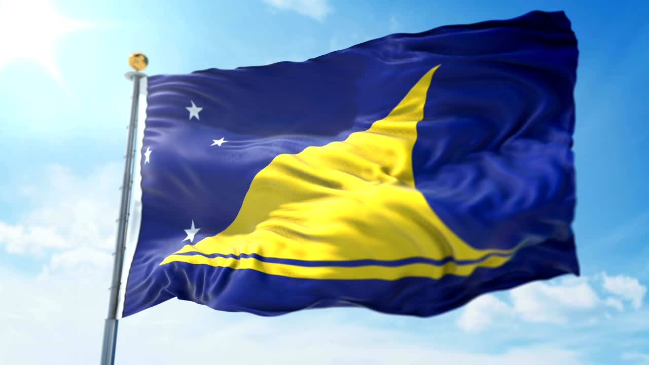 bandera de tokelau bucle sin costuras vídeo de renderización 3d. hermoso bucle de tela textil agitando