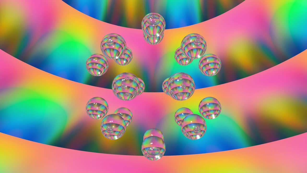 흐르는 스트럼 증기파 그라디언트 내에서 도를 돌고 있는 추상적인 유리 구