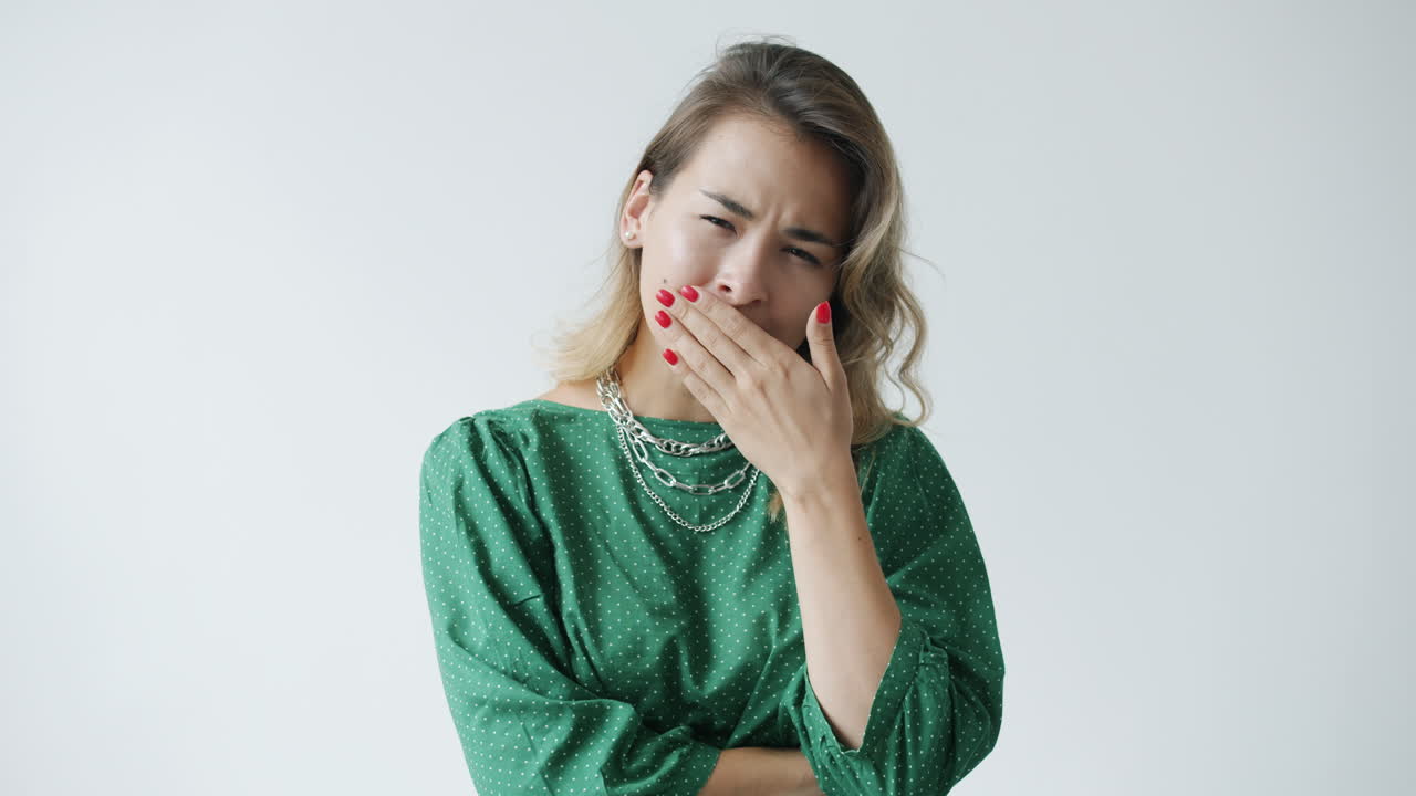 Woman Yawning and Tired