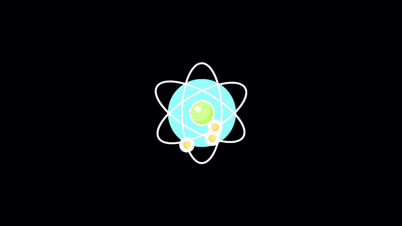 Animated Atom Model Rotating on Black Background