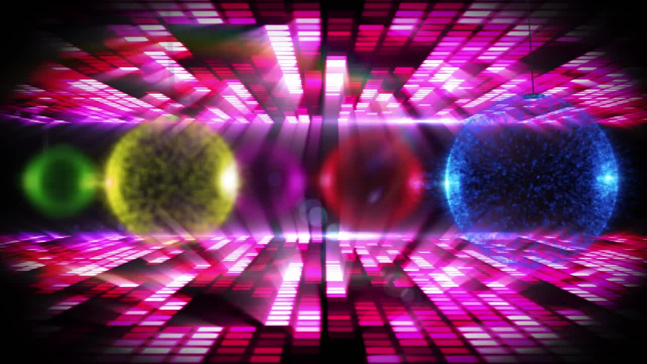 Animazione di palline su luce da discoteca rosa e rossa.