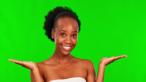 Green-screen,-beauty-face-and-happy-black-woman