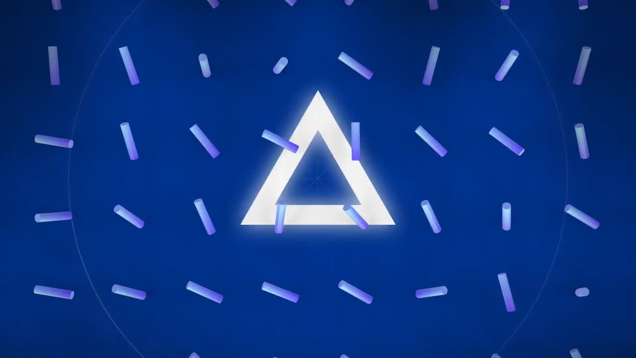 animación de formas blancas pulsando sobre el patrón en fondo azul