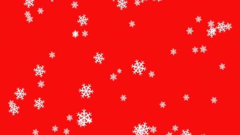 Snowflakes-falling-against-red-background