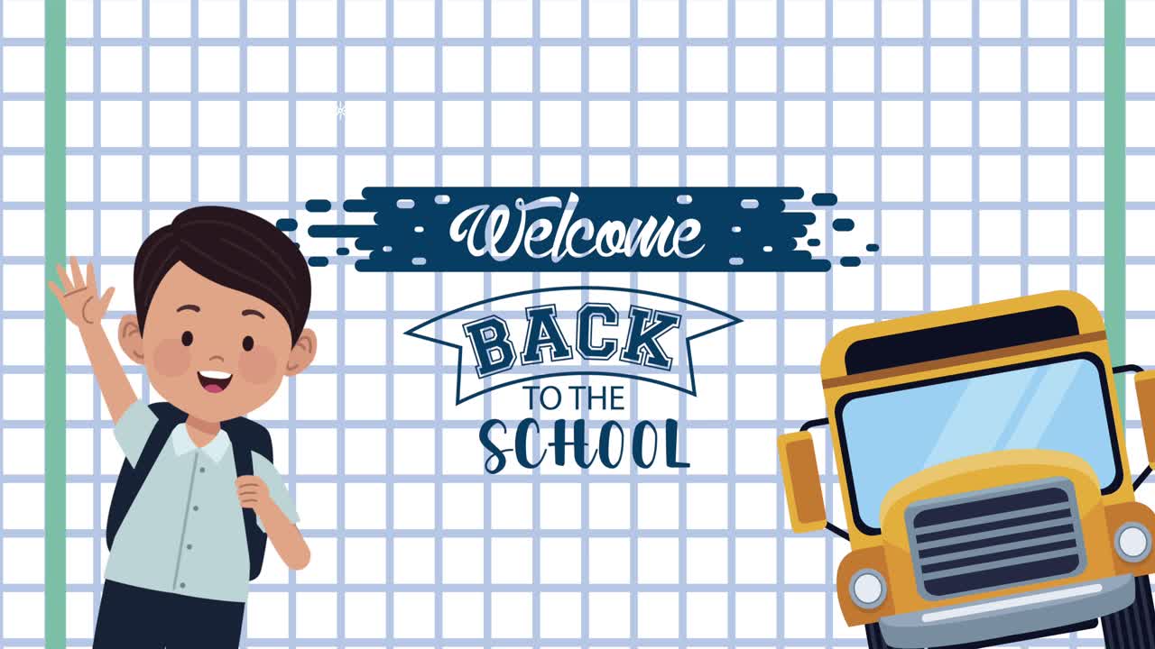 학교로 돌아가는 글자 애니메이션