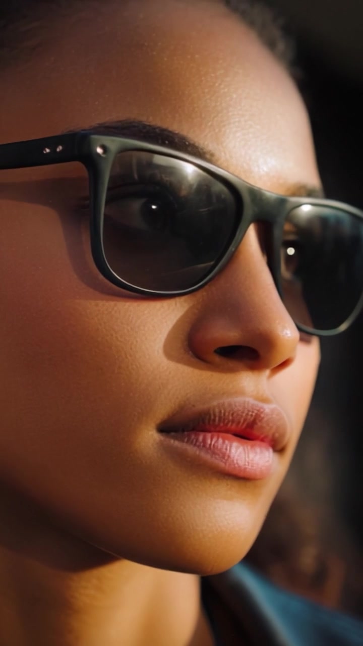 Chic Portrait of a Woman Wearing Sunglasses and Earrings, Captured in Elegant Light with a Focus on Facial Features and Accessories for a Fashion Inspiration.