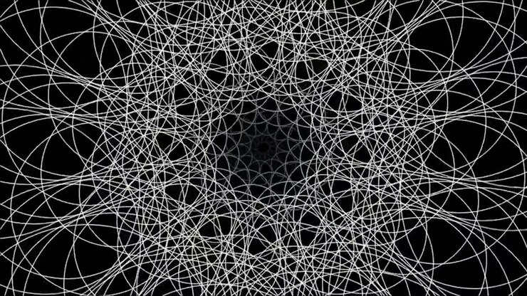 Abstract Geometric Animation of Rotating White Circular Lines