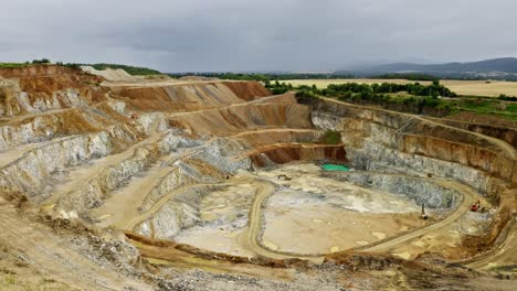 Drone-Aerial-Reveal-Shot-of-Mining-Quarry-Site-in-Poland