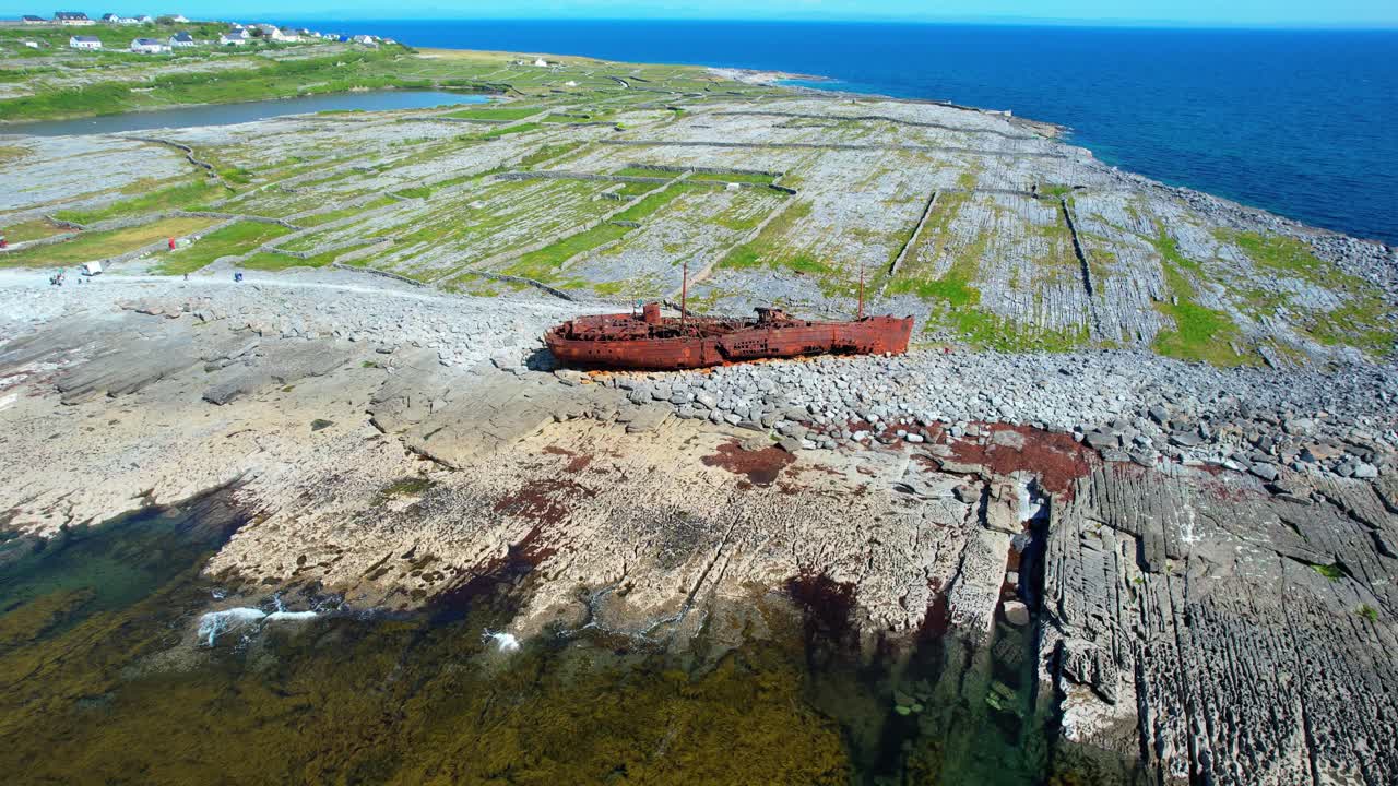 rusting hulk shipwreck on Inisheer Aran Islands Galway Bay Ireland