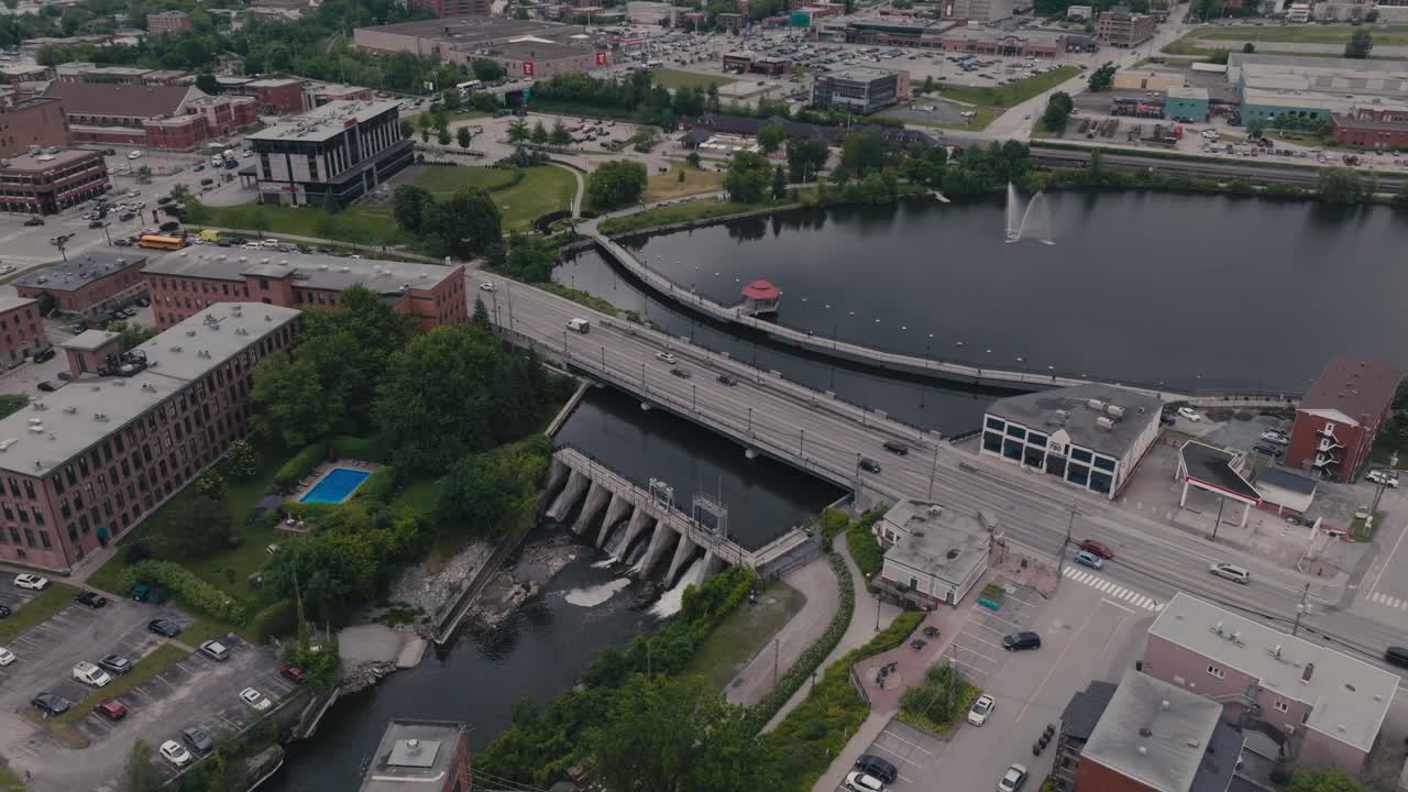 A View Of A Small Dam Along Magog River In Sherbrooke Downtown, Quebec Canada