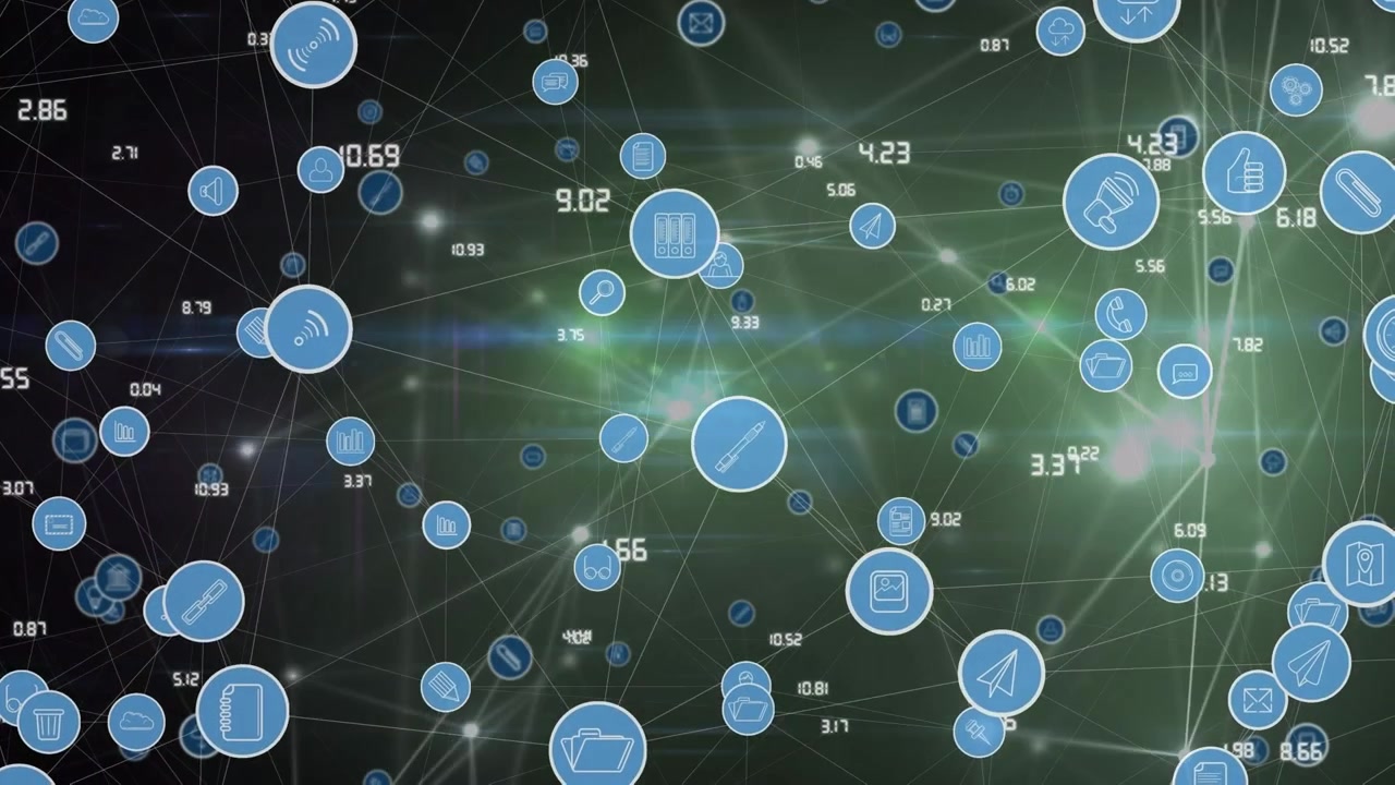 Animation of network of connections on black background