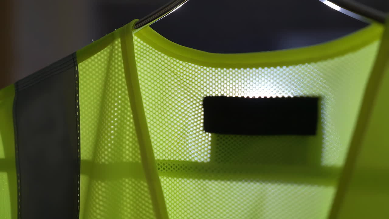 Close-up of a Neon Yellow High-Visibility Safety Vest