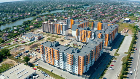aerial view of residantial modern exterior. high cityscapes architecture buildings.