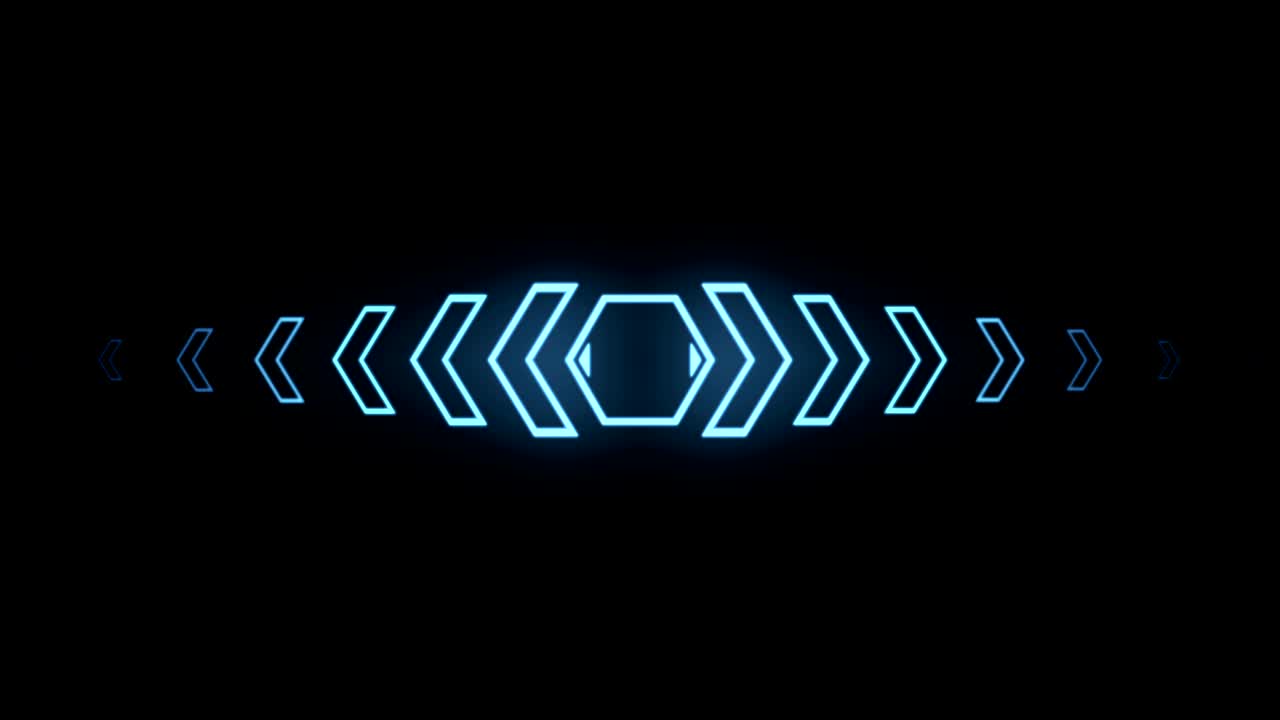 Futuristic screensaver with hex corner. HUD Heads Up Display Scanner high tech target digital read out. Abstract digital background with geometric particles