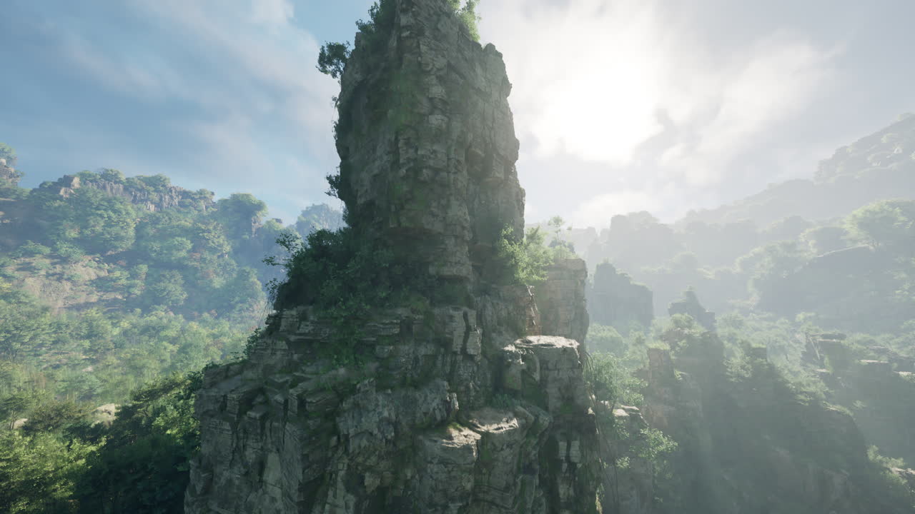 거친 산꼭대기 의 공중 에서 볼 수 있는 모습