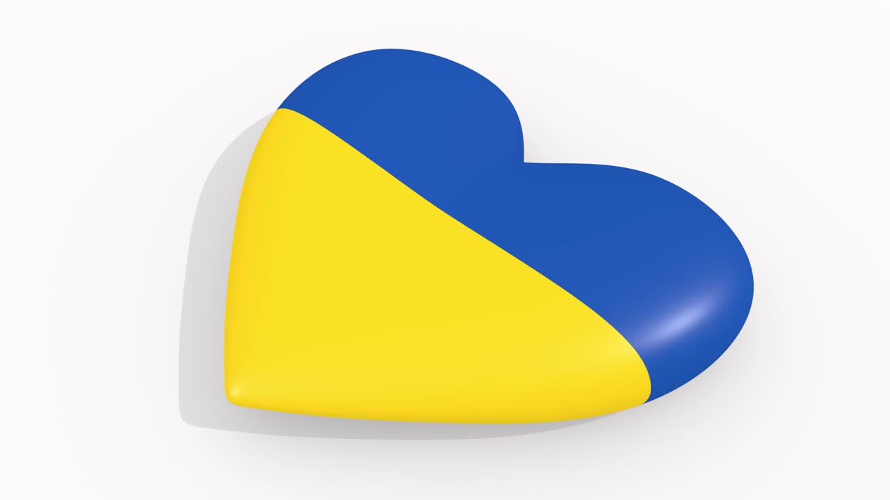 Hjerte i Ukraines farver og symboler på hvid baggrund, loop