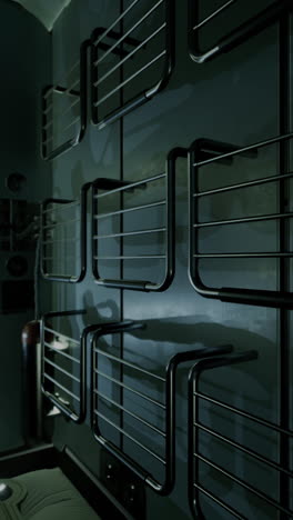 train interior detail with metal racks