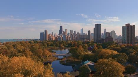 lincoln park chicago aerial during autumn