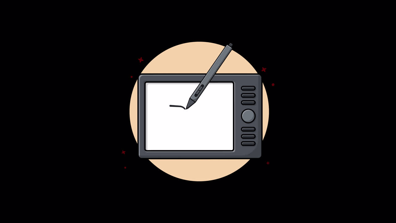 Animated Graphic Tablet with Stylus Drawing a Line