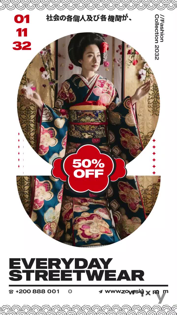 Elegante donna giapponese in posa con kimono tradizionale