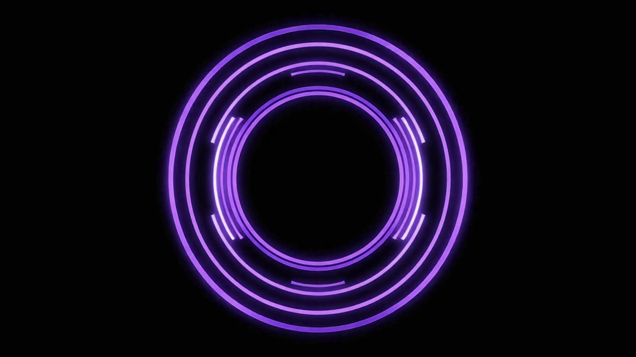 Abstract Purple Neon Circular Loading Animation on Black Background