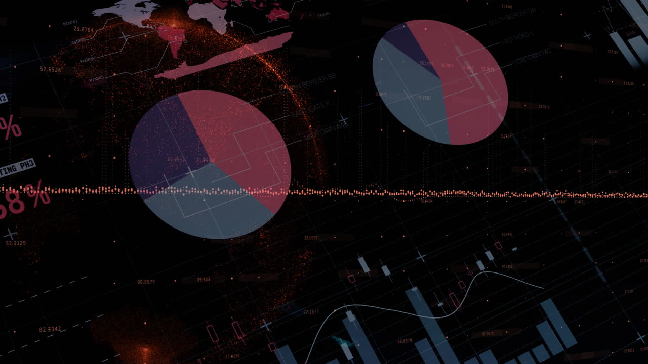animación de ondas sonoras sobre una interfaz infográfica contra un fondo negro.