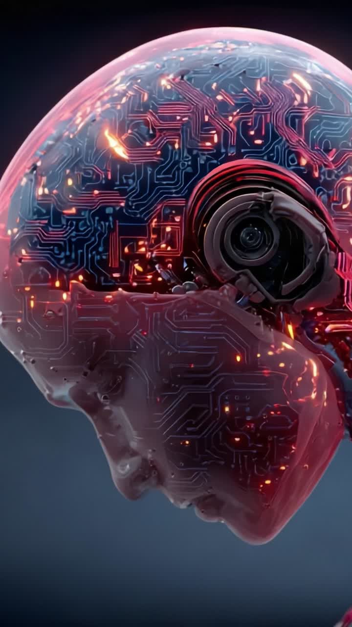 A Deep Dive into the Future: Exploring the Intricate Fusion of Technology and Humanity Represented by a Wired Cybernetic Head
