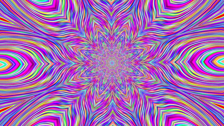 Hypnotizing pattern flare iridescent background. Digital art