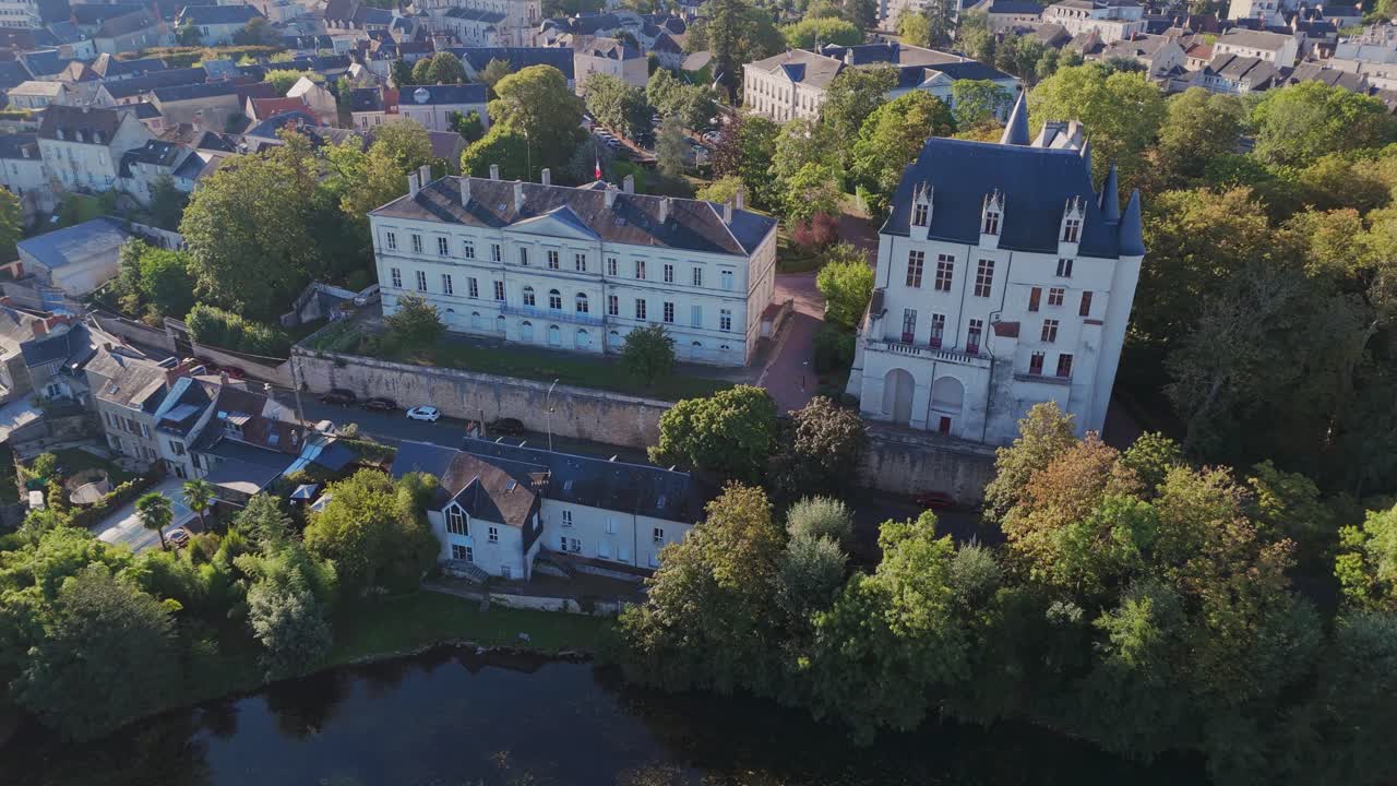 Drone shot of Ch&acirc;teau Raoul in Chateauroux and Prefecture, France