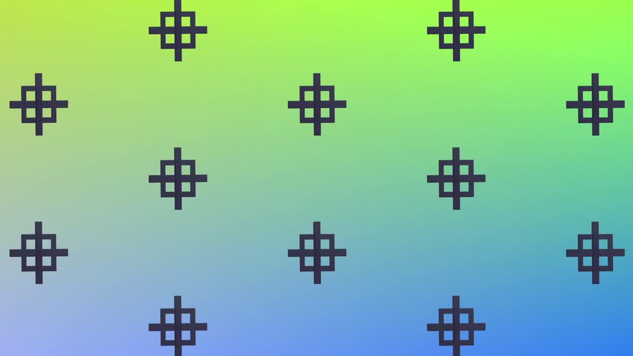 녹색 배경에 반복되는 검은색 모양의 애니메이션