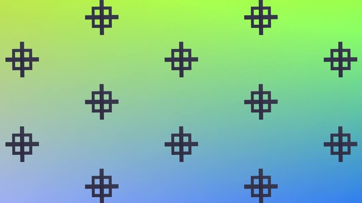 Animation of black shapes repeated on green background