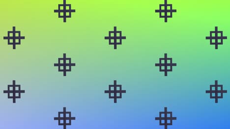Animation-of-black-shapes-repeated-on-green-background