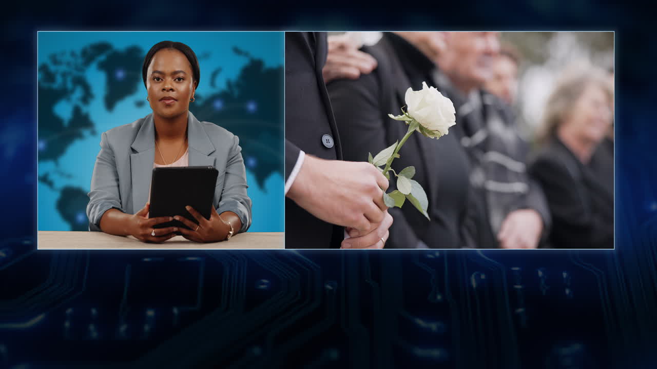 noticias de última hora, reportero y mujer negra transmisión