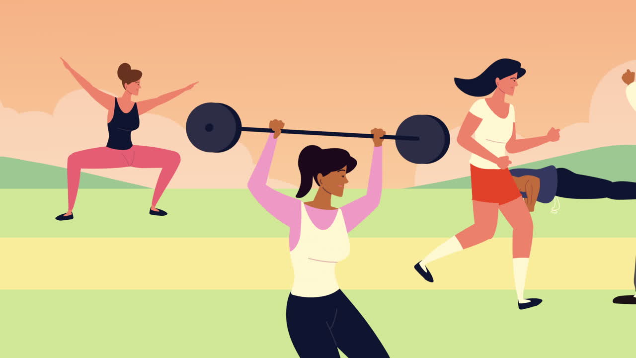 필드 캐릭터에서 운동을 연습하는 운동선수