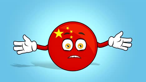 cartoon icon flag china do not know with face animation