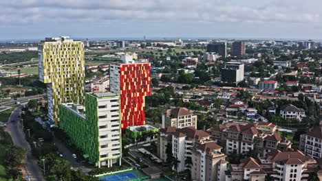 villaggio aera in accra in ghana a place composed of modern colored buildings