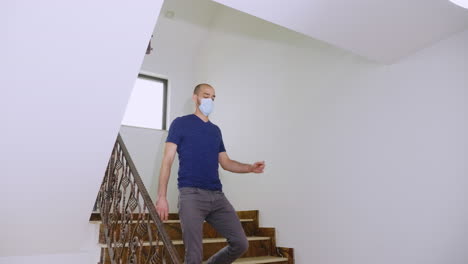 young man wearing disposable mask