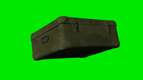 wooden-box-for-weapons-on-green-chromakey-background