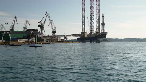 the oil platform in the adriatic sea at the shipyard uljanik in pula, croatia