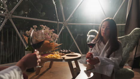 romantic dinner in a geodesic dome