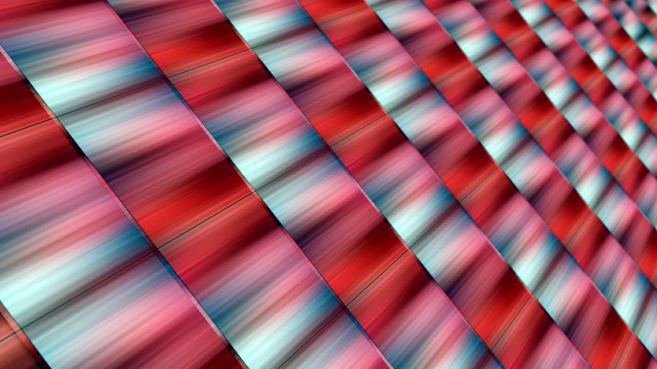 Gradient rainbow color Led illuminated mosaic plaid pattern  seamless loop motion background. 4K 3D render Hi-Tech squared LED patterns multi color. Digital illustration with dept of field background