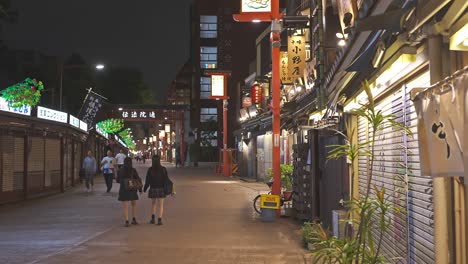 la calle del centro de tokio por la noche.