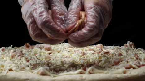 preparing a delicious pizza with chicken and sausage