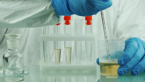 técnico de laboratorio hace una prueba de orina 5