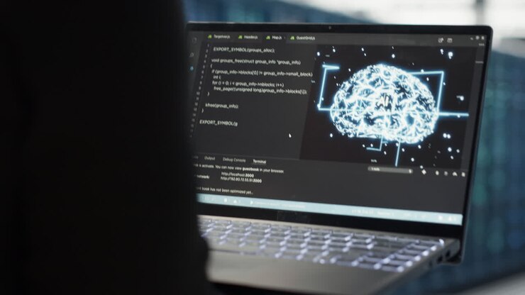 Close up of computer scientist working in data center to optimize network