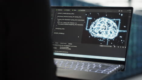 close up of computer scientist working in data center to optimize network