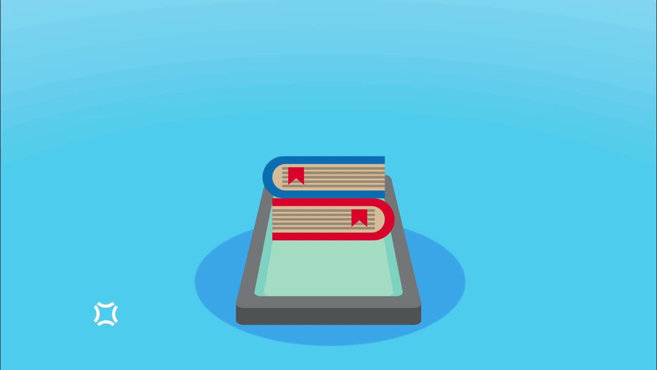 school books with smartphone animation