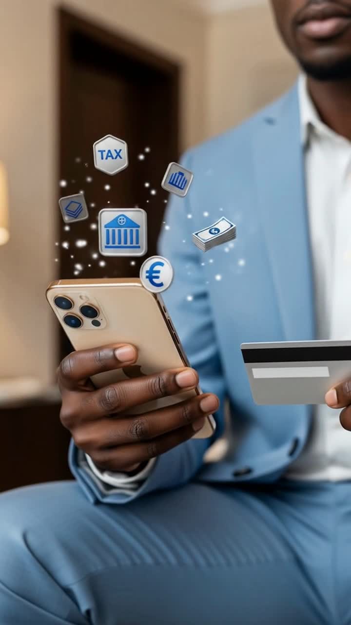 Man Using Smartphone and Credit Card for Online Mobile Banking