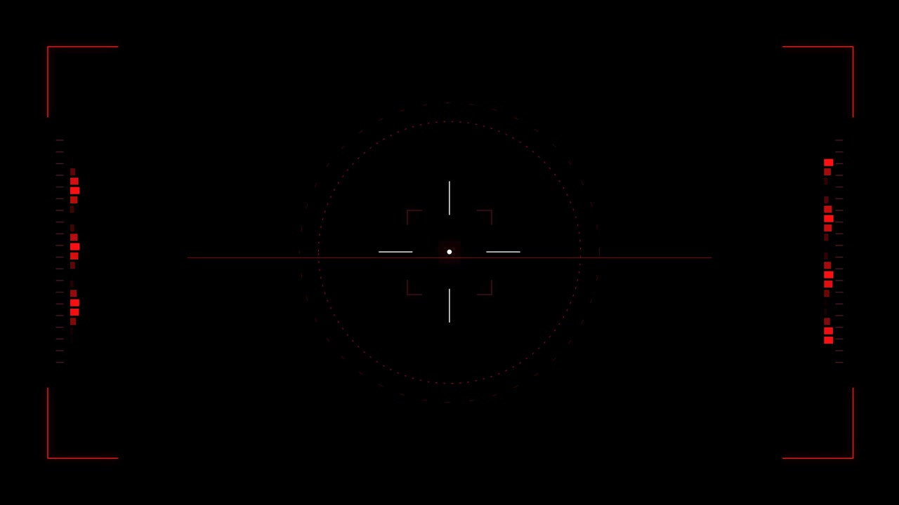 Digital HUD Targeting Reticle Overlay with Red Graphical Elements